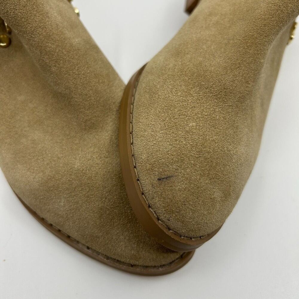 Carlos Santana Tan Suede Cutout Studded Ankle Boots Size 6.5M Low Booties - Picture 6 of 6